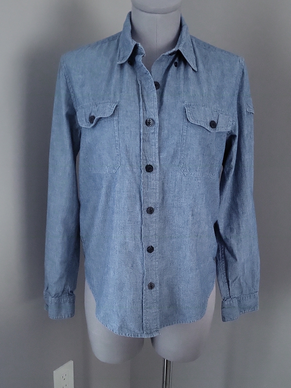 Y2K Polo Jeans Co. Ralph Lauren Chambray Utility Shirt – Anchor Buttons – Sz M